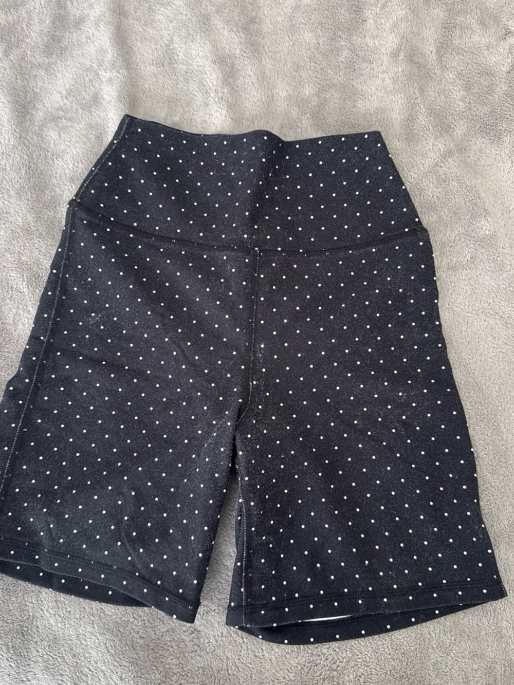 WeWoreWhat Black with White Polka Dot High-Waist Bike Shorts